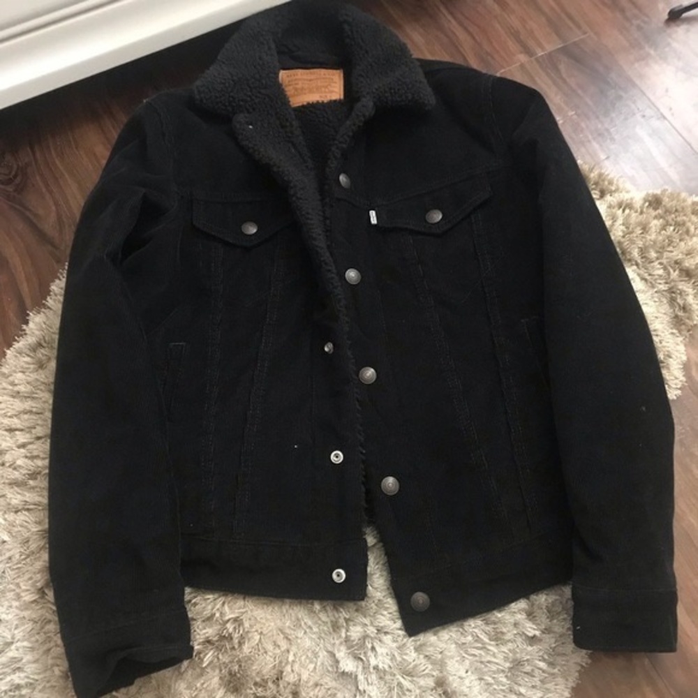 Levi’s mens black corduroy sherpa trucker jacket -XL